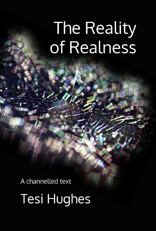 Abstract, textured background with shimmering colours and the title "The Realness of Reality."
