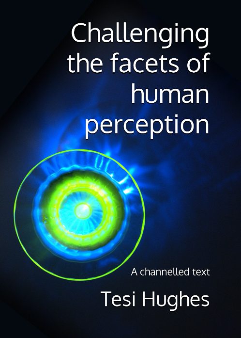 Book cover titled "Challenging the Facets of Human Perception" by Tesi Hughes, featuring a vivid design.
