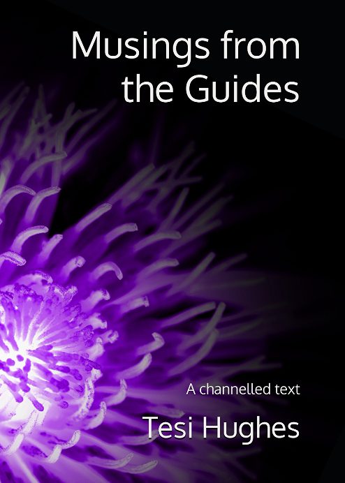 Book cover featuring a purple flower against a black background, titled "Musings from the Guides."